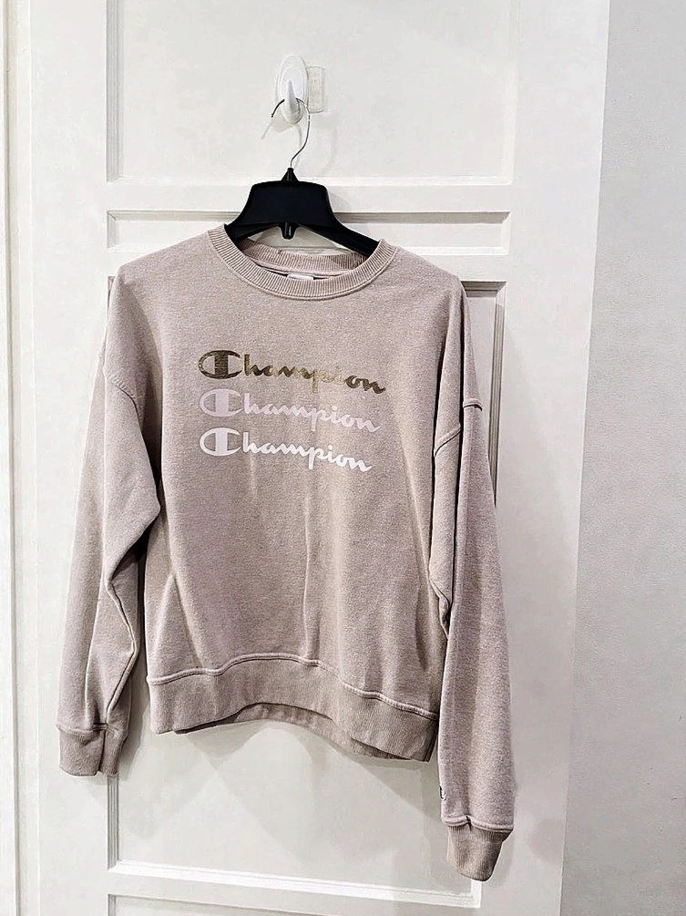 CHAMPION oversized Logo Crewneck Sweatshirt Light Pink